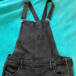 Black Ripped Jean Overalls